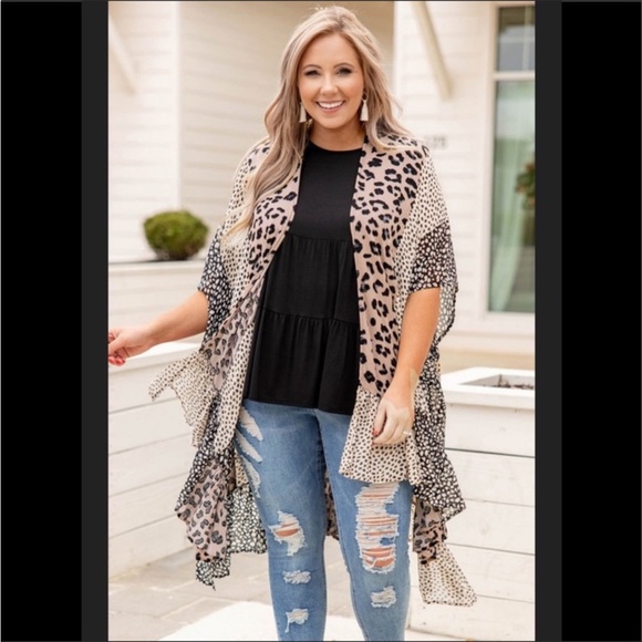 #27 Plus Size Leopard & Animal Print Ruffle Kimono/Duster * - Picture 5 of 11